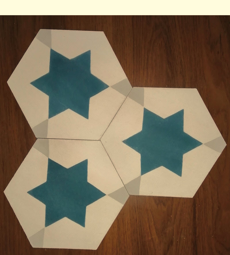 CARREAU CIMENT HEXAGONAL 20X23.2X1.6